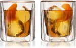 Viski Double Walled Rocks Glasses - Insulated Whiskey Tumblers with Cut Crystal Design - Dishwasher Safe 10.5oz Set of 2 - Image 5