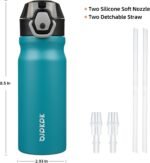 BJPKPK 18oz Insulated Water Bottle with Straw Stainless Steel Double Wall Water Bottles BPA Free Leak Proof Thermal Flask with Lockable Flip Lid and Soft Silicone Spout,Laguna - Image 5