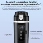 DC 12V/24V Car Travel Electric Kettle, 400ml Car Heating Mug with Anti-Spill Lid, Leak-proof, 304 Stainless Steel Liner Portable Coffee Tea Cup Up to 100℃ Variable Temp Control Bottle - Image 5