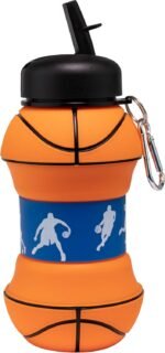 Maccabi Art Clip-On Collapsible BPA-Free Silicone Basketball Water Bottle for Kids, 18 Oz. Size - Image 3