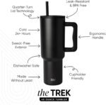 Simple Modern 40 oz Trek Tumbler with Handle and Straw Lid | Cup Holder Friendly Insulated Stainless Steel Travel Mug | Midnight Black - Image 3
