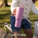 Simple Modern 40 oz Trek Tumbler with Handle and Straw Lid | Cup Holder Friendly Insulated Stainless Steel Travel Mug | Midnight Black - Image 4