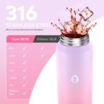 32oz Water Bottle with Removable Straw and Spout Lid Two Ways to Drink, 18/10 Stainless Steel Insulated Water Bottle, BPA-Free, Leak Proof, Double wall, for Sports, Gym - Image 3