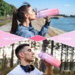 32oz Water Bottle with Removable Straw and Spout Lid Two Ways to Drink, 18/10 Stainless Steel Insulated Water Bottle, BPA-Free, Leak Proof, Double wall, for Sports, Gym - Image 8