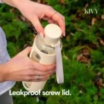 KIVY Glass Water Bottle with Silicone Sleeve 32 oz [WITH MEASUREMENT] - Borosilicate Glass Water Bottle Screw Top - Clear Bottles with Measurement Marking - Slim Waterbottle Aesthetic - Dark Green - Image 3