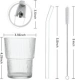 13 OZ Glass Matcha Cups with Reusable Straw Insulated Iced Latte Tumbler Mug Leakproof Travel for Iced Coffee Smoothie Tea Dishwasher Safe Eco-Friendly(2pcs) - Image 4