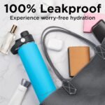 ThermoProof Double-Walled Vacuum Insulated Stainless Steel Water Bottle - Wide Mouth with Chug & Spout Lids, Dishwasher Safe, Reusable, Leakproof, Hot & Cold for Men, Women & Kids - 22oz, Light Blue - Image 7