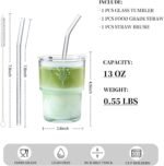 13oz Glass Tumbler with Straw and Lid, Reusable Iced Coffee Cup Tumbler, Cute Glass Cups for Water, Matcha, Travel Coffee Mugs (Wildflower- 13oz) - Image 4