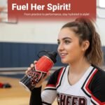 Cheer Water Bottle for Girls 18 oz, Insulated Stainless Steel Sports Bottle with Spout Lid, Cheerleader Gift Bulk for Team, Squad Gifts (Red) - Image 3