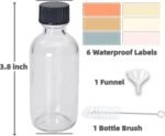 6 Pack 2oz Shot Bottles with Caps, Leak-proof 60mL Small Clear Glass Bottles with Lids for Travel, Wellness, Ginger, Essential Oils, Liquids, Potion, Juice - Image 3