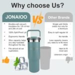 Insulated tumbler with lid and straw,tumbler with handle and flip straw cup traveler 30 oz water bottle mug Vacuum Sealed Cupholder Friendly BPA-Free Leak-Proof (Blue) - Image 4