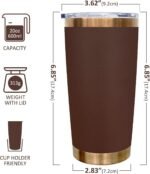 20 oz Tumblers Stainless Steel Tumbler with Lid and Straw Insulated Coffee Mug for Laser Graving 26oz Powder Coated Cup(Coffee,1 pack) - Image 3