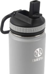 Takeya Actives Kids Water Bottle 16 oz Stainless Steel Double Wall Insulation BPA-Free Leakproof Straw Lid Easy Carry Handle Reusable Ideal for Boys and Girls, School, Sports - Platinum / Onyx - Image 3