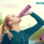 Collapsible water bottles 3 Pack with brush,BPA Free Travel Silicone Water Bottle with Carabiner,Reusable Foldable Portable Lightweight Sports bottles for Gym Camping Hiking (Black+Pink+Blue) - Image 4
