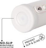 Elemental Iconic Kids Water Bottle with Straw Lid & Charms Strap, Leak-Proof When Closed, Triple Insulated Stainless Steel Reusable Water Bottle - 14oz, White - Image 3