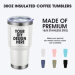 Personalized Custom Tumbler Print in USA 30oz Stainless Steel Coffee Cup with Lid & Straw Double Wall Insulated Tumbler with Colorful Text Logo Photo - Image 4