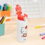 Zak Designs Sanrio Sage Kids Water Bottle For School or Travel, 19oz Stainless Steel Water Bottle With Straw, Handle, and Leak-Proof, Pop-Up Spout Cover (Hello Kitty) - Image 3