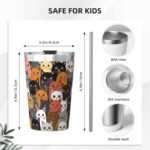 Colorful Cats 12 OZ Insulated Tumbler Mug with Lid Straw, Funny Kitten Animals Stainless Steel Coffee Cups for Home Travel Office School Gifts - Image 3