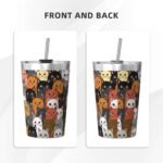 Colorful Cats 12 OZ Insulated Tumbler Mug with Lid Straw, Funny Kitten Animals Stainless Steel Coffee Cups for Home Travel Office School Gifts - Image 8