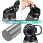 Chengu 10 Pcs 25oz Reusable Aluminum Water Bottle Bulk Lightweight Outdoor Sports Water Bottles Easy Carry Leak Proof for Travel Gym Camping Hiking Fishing, Snap Lid (Gray) - Image 4