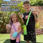 Mininoo Insulated Stainless Steel Kids Water Bottle for School with Straw Lid & Strap, 50 Stickers, 18 oz(Purple/Sky) - Image 3