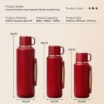 316 Stainless Steel Water Bottle 33 oz with Lidded Cup - Keep 24+ Hrs Warm for Hot & Cold Drinks - Leakproof Vacuum Insulated Thermal Flask with Handle for Travel Coffee - Image 3