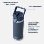 YETI Rambler 18 oz Bottle, Vacuum Insulated, Stainless Steel with Straw Cap, Navy - Image 3