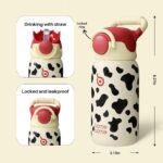 BOTTLE BOTTLE Kids Insulated Water Bottle with Straw Lid and Handle 16 oz Stainless Steel Vacuum Tumbler Water Bottles for School Outdoor Travel Gifts for Boys and Girls Cow - Image 3