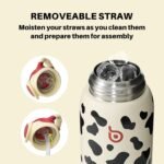 BOTTLE BOTTLE Kids Insulated Water Bottle with Straw Lid and Handle 16 oz Stainless Steel Vacuum Tumbler Water Bottles for School Outdoor Travel Gifts for Boys and Girls Cow - Image 4