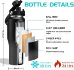 Metal Water Bottle fits-in Cup Holder 32oz, Stainless Steel Vacuum Flask with Straw & Pop-up Chug Lid, Leak Proof Wide Mouth Thermo Keep Cold-48h & Hot-24 for Women Men - Image 4
