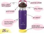 DLOCCOLD 18oz Kids Insulated Water Bottle with Leak Proof Straw Lid, Stainless Steel Water Bottle with Handle & Silicone Boot, Reusable Tumbler for School, Travel, BPA Free, Gift for Boy, Girl - Image 3