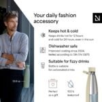 LARS NYSØM Stainless Steel Insulated Water Bottle 25oz 34oz | Insulated Thermo Flask for Hot and Cold Beverages | Leakproof Drinking Bottle (Almond Beige, 33.9oz) - Image 3