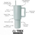 Simple Modern 40 oz Trek Tumbler with Handle and Straw Lid | Cup Holder Friendly Insulated Stainless Steel Travel Mug | Sea Glass Sage - Image 3