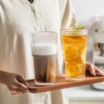 INSETLAN 20 oz Ribbed Glass Tumblers with Lids and Glass Straws – 4-Piece Glassware Set, Thickened Wall, Ideal for Iced Coffee, Smoothies, Cocktails, and Juices – Elegant and Durable Drinkware - Image 4