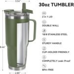 HASLE OUTFITTERS 30oz Tumbler With Handle, Insulated Travel Coffee Mug With Straw Leak-Proof Double Wall Stainless Steel Vacuum Tumblers Metal Cup with Straw for Hot and Cold Drink - Image 3