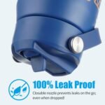 OLDLEY kids Water Bottle - 18oz Insulated Stainless Steel - Wide Straw Lid, Non Spill, Leakproof, Kids Water Bottle for School,Blue Engineering car - Image 5