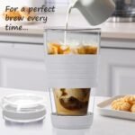 16oz Double Wall All Glass Tumbler with Lid, Dishwasher Safe & Microwavable Glass Travel Mug, Clear Coffee Tumbler To Go, Reusable Ceramic Cup for Hot & Cold Drinks - Image 5