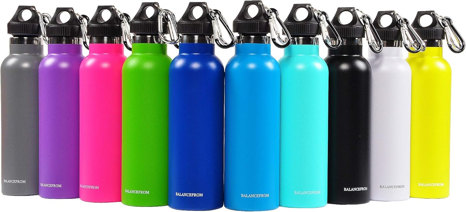 Signature Fitness Double-Wall Vacuum Insulated Stainless Steel Water Bottle, 3 Caps Included, Multiple Colors and Sizes - Image 5