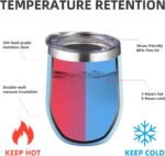 12 oz Insulated Wine Tumbler with Lid and Straw,Stainless Steel Stemless Wine Tumbler Double Wall Vacuum Wine Cups Tumbler Bulk for Coffee,Champaign,Cocktail,Office(Lavender/Cream/Pink/Baby blue) - Image 4