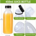 12 Pack 15oz(450ml) PP Heat-Resistant Plastic Juice Bottles With Caps-Plastic Smoothie Bottles-Reusable Bulk Beverage Containers with Lids For Juice, Beverage(Dishwasher Safe) - Image 3