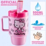Get Trend Hello Kitty Sanrio Kids Water Bottle with Straw 16.9 oz BPA Free Leakproof Plastic Cup with Lid Handle Kawaii Tumbler Gifts for Kids (Pink Hello Kitty) - Image 3