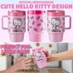 Get Trend Hello Kitty Sanrio Kids Water Bottle with Straw 16.9 oz BPA Free Leakproof Plastic Cup with Lid Handle Kawaii Tumbler Gifts for Kids (Pink Hello Kitty) - Image 5