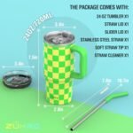 Zukro 24 oz Tumbler with Handle and Straw, Triple-wall Vacuum Insulated Coffee Travel Mug with 2 Lids For Hot/Cold Drinks, No Sweat Stainless Steel Cup for Home/Office, Dishwasher Safe, Floral - Image 4