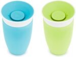 Munchkin Sippy Cups for Toddlers 1-3, Spill Proof Miracle 360 Cup, 10 Ounce, 2 Pack, Green/Blue - Image 5
