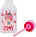 Silver Buffalo Sanrio Hello Kitty Strawberry Milk Grid Glass Milk Bottle with Straw, 15 Ounces - Image 3