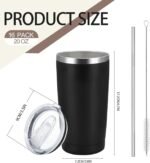 YOUKE OLA 20 Pack Stainless Steel Tumbler Bulk Insulated Vacuum Travel Mug with Straws Powder Coated Coffee Mug Gift for Laser Engrave, 20oz Black - Image 3