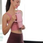 40oz Tumbler with Handle,Double Wall Vacuum Reusable Stainless Steel Insulated Water Bottle,With Leak Proof lid and Straw for Iced or Cold Beverages (light pink) - Image 5