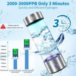 Hydrogen Water Bottle Generator, Up to 2300+PPB, 15OZ Upgrade Hydrogen Water Bottle - SPE PEM Tech, Rechargeable Hydrogen Rich Water Glass Bottle, Portable Hydration & Healthy Gift - Image 4