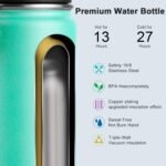 koodee Water Bottle 2 Pack 22 oz Stainless Steel Double Wall Vacuum Insulated Metal Sports Water Bottle with Leakproof Spout Lid (Fuchsia Red-Teal) - Image 5