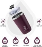 Ideus 20 oz Tumbler, Travel Coffee Mug with Splash Proof Sliding Lid, Double Wall Stainless Steel Vacuum Insulated Coffee Mug for Home and Office, Keep Beverages Hot or Cold, Red Violet - Image 3